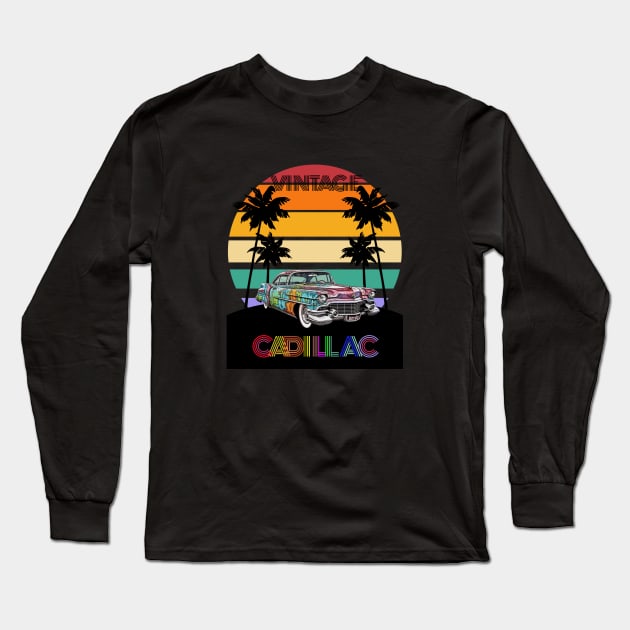 Vintage Cadillac t-shirt, Unisex t-shirt, American automotive, car enthusiasts, tees for men, tees for women, vintage, classic cars, gifts Long Sleeve T-Shirt by Clinsh Online 